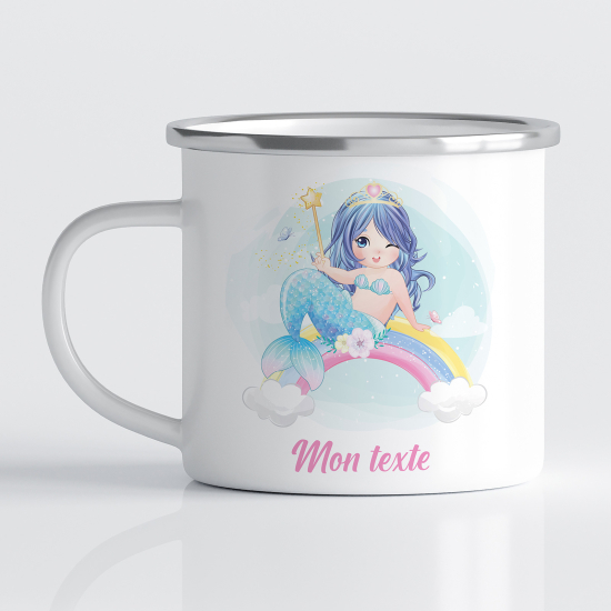 Personalized Enamel Mug for Kids - Rainbow Siren