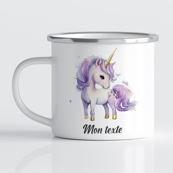 Personalized Enamel Mug for Kids - Unicorn