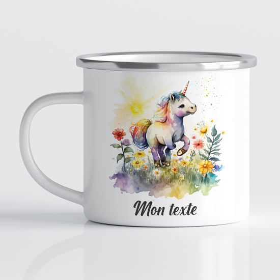 Personalized Enamel Mug for Kids - Unicorn