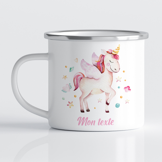 Personalized Enamel Mug for Kids - Unicorn