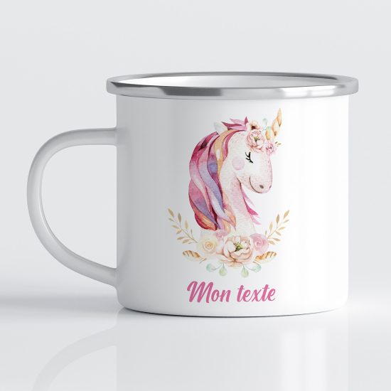 Personalized Enamel Mug for Kids - Unicorn