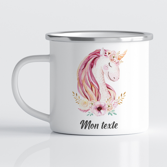 Personalized Enamel Mug for Kids - Unicorn