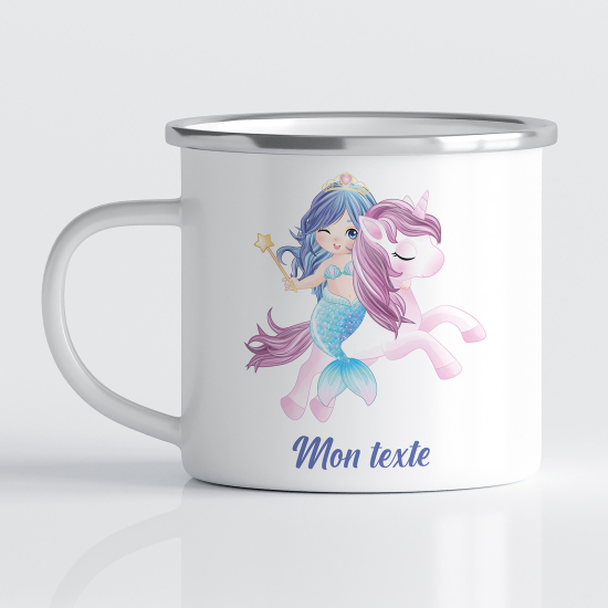 Personalized Enamel Mug for Kids - Unicorn Siren