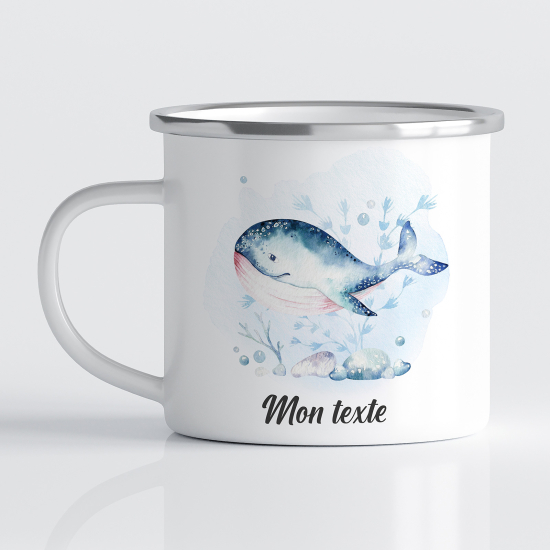 Personalized Enamel Mug for Kids - Whale