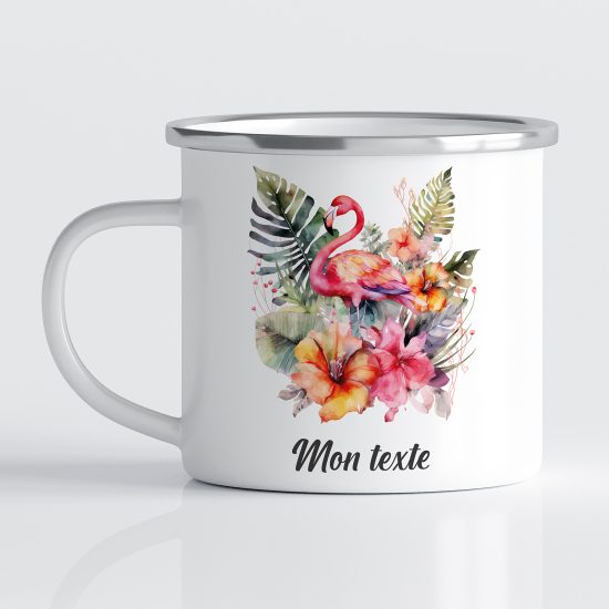 Personalized Enamel Mug - Pink Flamingo