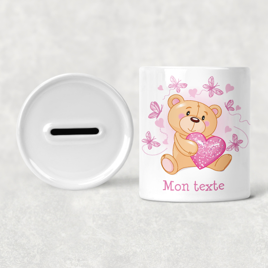 Personalized Kids / Children's Piggy Bank - Bear Heart