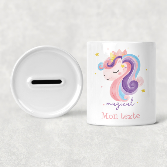 Personalized Kids / Children's Piggy Bank - Magical unicorn