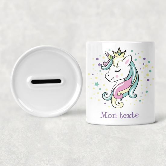 Personalized Kids / Children's Piggy Bank - Princess Unicorn