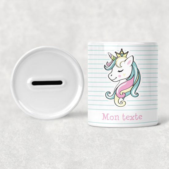 Personalized Kids / Children's Piggy Bank - Princess Unicorn