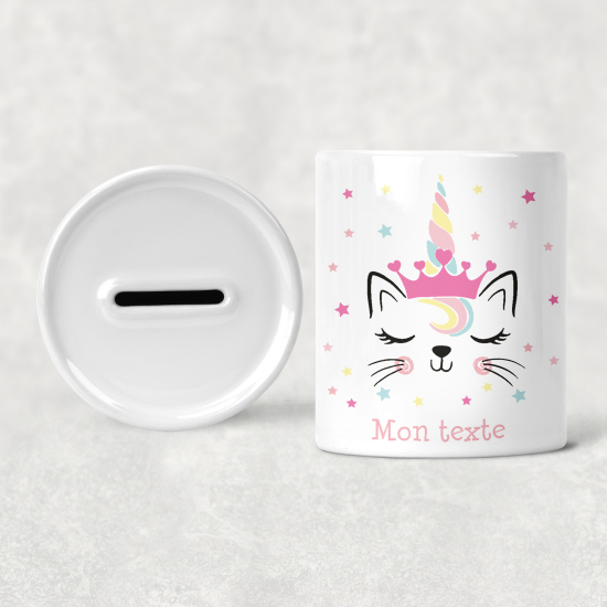 Personalized Kids / Children's Piggy Bank - Unicorn Cat