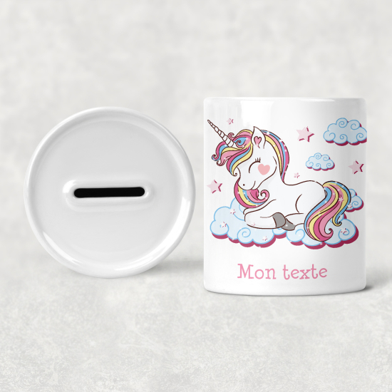 Personalized Kids / Children's Piggy Bank - Unicorn Clouds