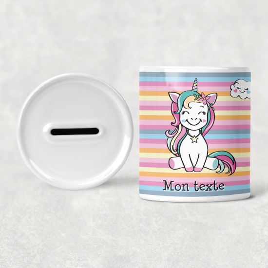 Personalized Kids / Children's Piggy Bank - Unicorn Smile