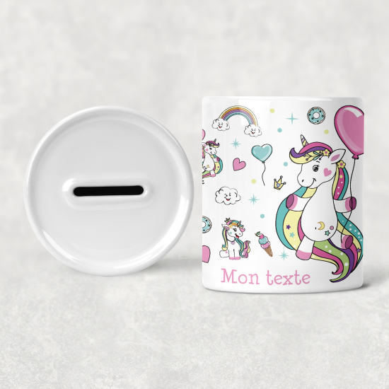 Personalized Kids / Children's Piggy Bank - Unicorns