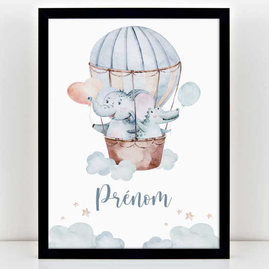 Personalized Kids Poster - Animal hot air balloon