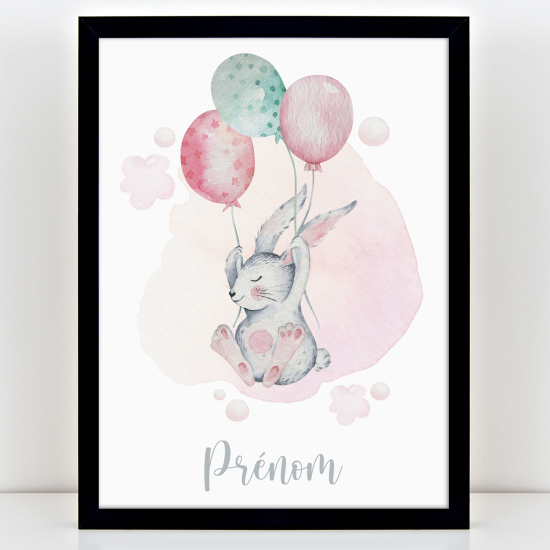 Personalized Kids Poster - Balloon Rabbit