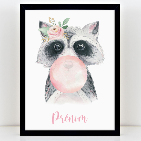 Personalized Kids Poster - Bubble raccoon