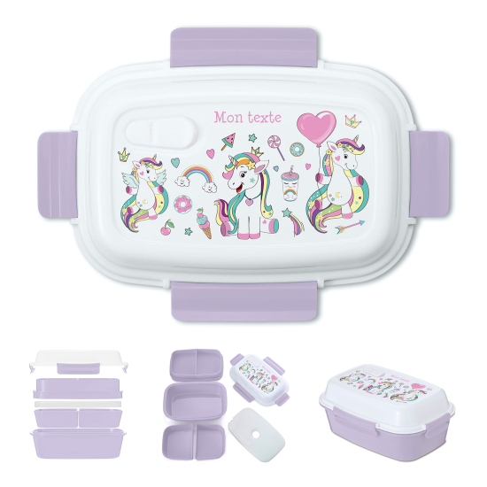 Personalized Lunch box for kids - 3 Unicorns