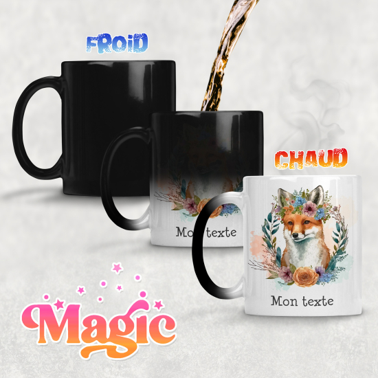 Personalized Magic Mug - Fox flowers