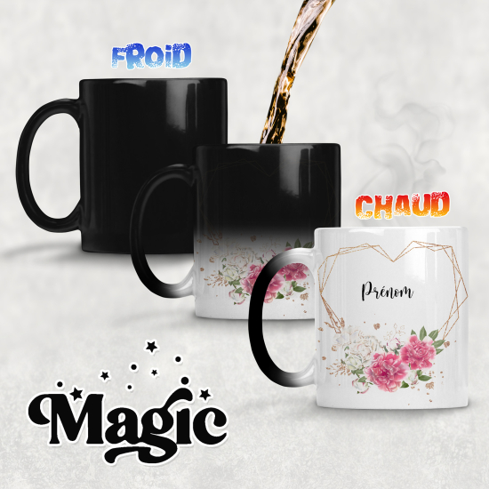 Personalized Magic Mug - Heart of Flowers