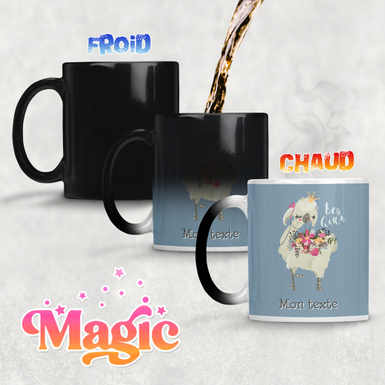 Personalized Magic Mug - Lama Flowers