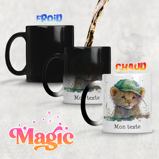 Personalized Magic Mug - Lion cub with cap