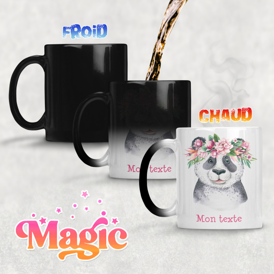 Personalized Magic Mug - Panda flowers