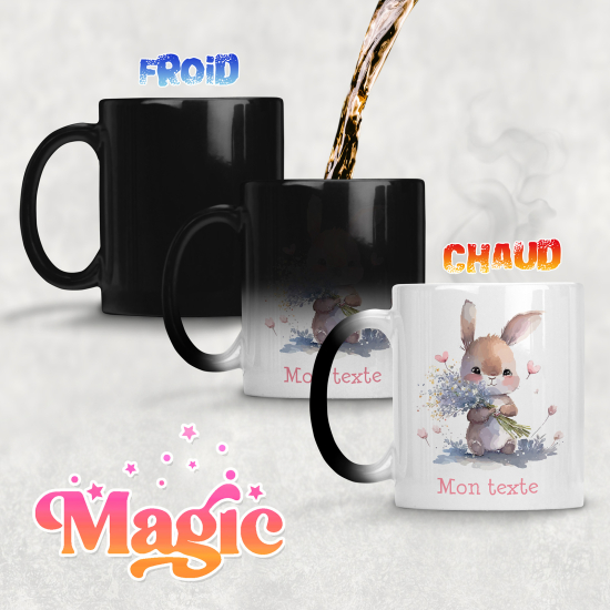 Personalized Magic Mug - Rabbit Flowers