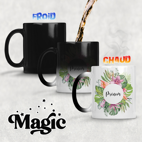 Personalized Magic Mug - Tropical Flowers