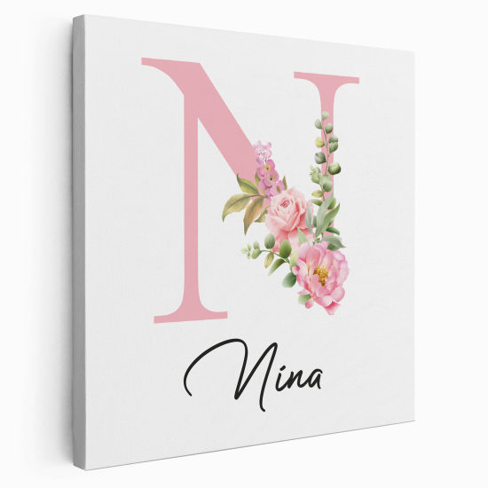 Personalized Monogram canvas print - Letter N