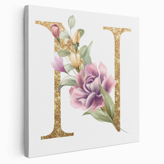 Personalized Monogram canvas print - Letter N