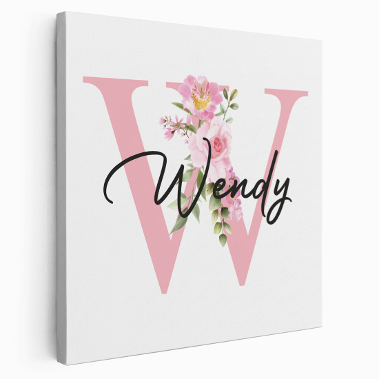 Personalized Monogram canvas print - Letter W