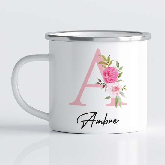 Personalized Monogram Enamel Mug - Letter A