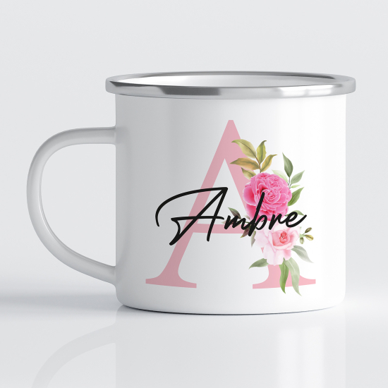 Personalized Monogram Enamel Mug - Letter A