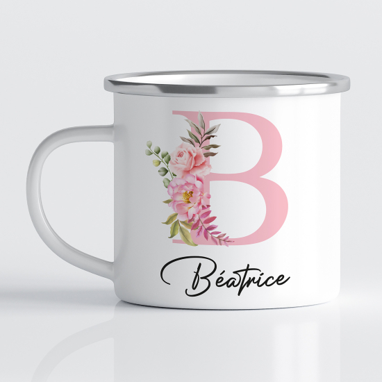 Personalized Monogram Enamel Mug - Letter B