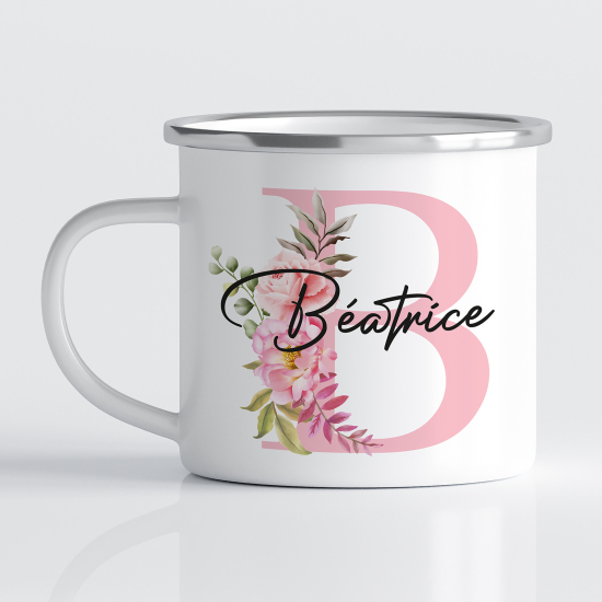 Personalized Monogram Enamel Mug - Letter B