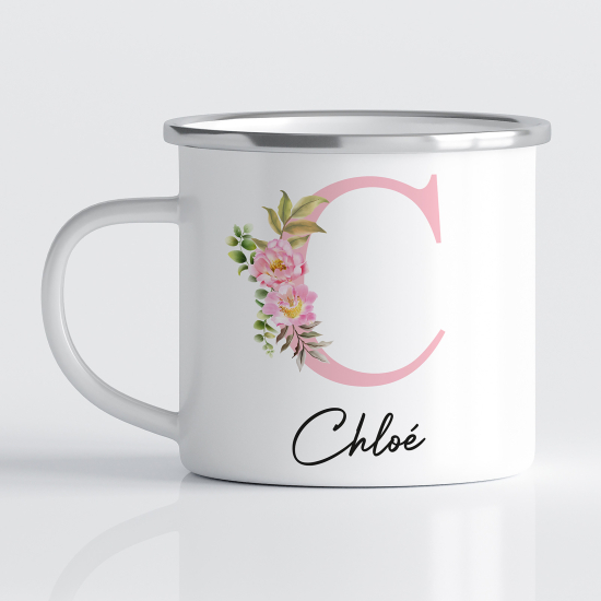 Personalized Monogram Enamel Mug - Letter C