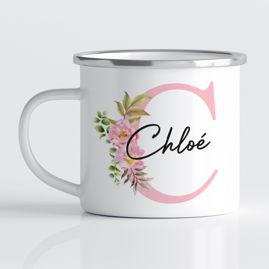 Personalized Monogram Enamel Mug - Letter C