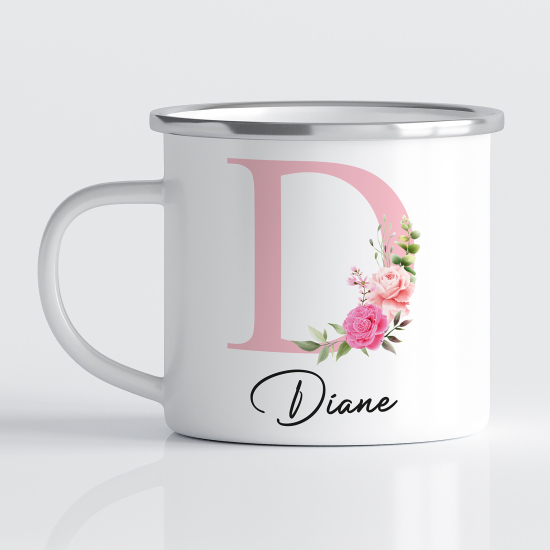 Personalized Monogram Enamel Mug - Letter D