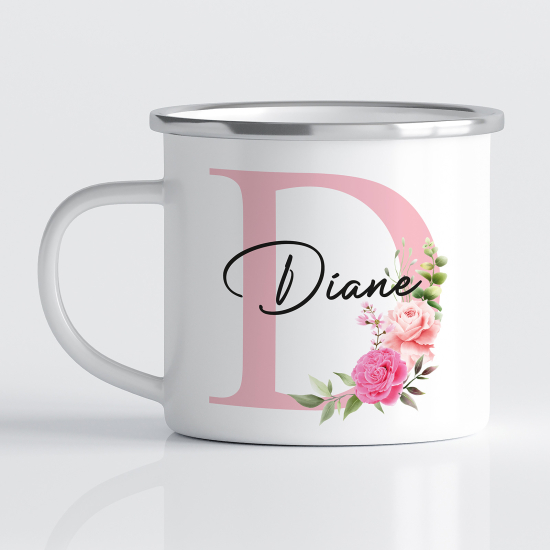 Personalized Monogram Enamel Mug - Letter D