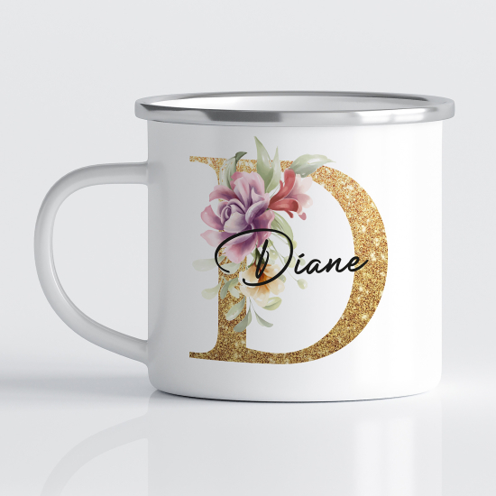 Personalized Monogram Enamel Mug - Letter D