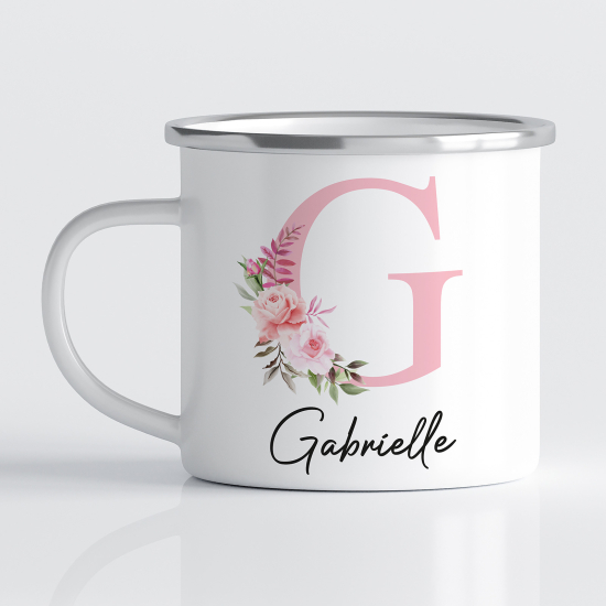 Personalized Monogram Enamel Mug - Letter G