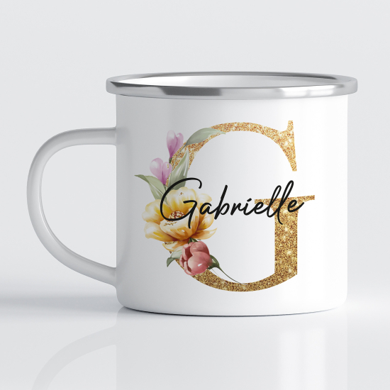 Personalized Monogram Enamel Mug - Letter G