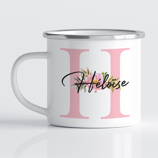 Personalized Monogram Enamel Mug - Letter H