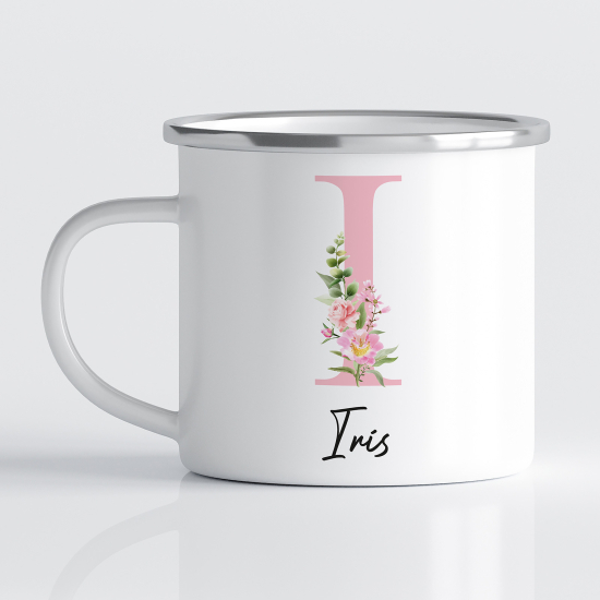 Personalized Monogram Enamel Mug - Letter I