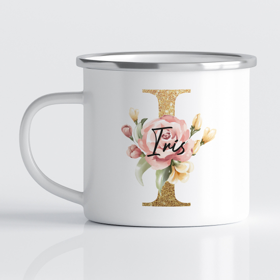 Personalized Monogram Enamel Mug - Letter I