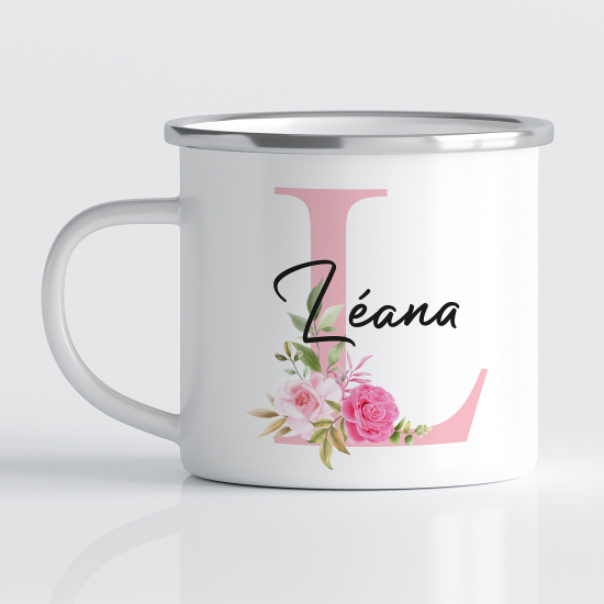 Personalized Monogram Enamel Mug - Letter L