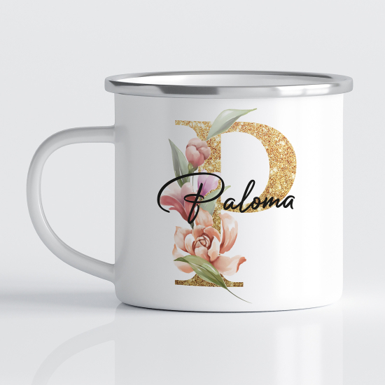 Personalized Monogram Enamel Mug - Letter P