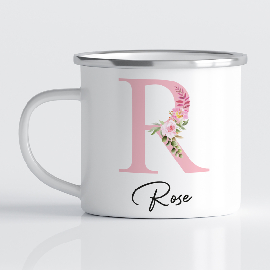 Personalized Monogram Enamel Mug - Letter R