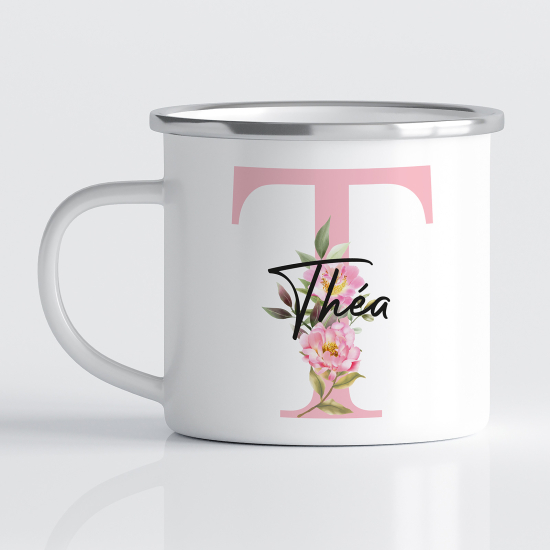 Personalized Monogram Enamel Mug - Letter T