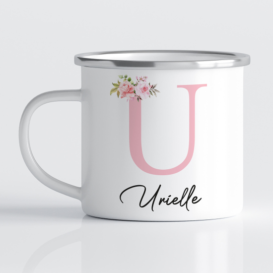 Personalized Monogram Enamel Mug - Letter U